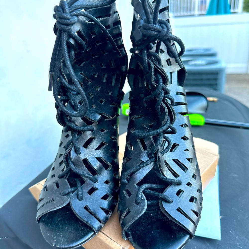 Black laced up heels